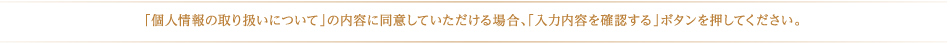 「個人情報の取り扱いについて」の内容に同意していただける場合、「入力内容を確認する」ボタンを押してください。